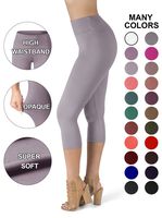 SATINA High Waisted Super Soft Capri Leggings - 20 Colors - Reg & Plus Size (One Size, Gray)