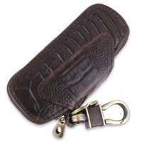 CHAMPLED Cowhide Leather Car Key Shell Holder Keychain Ring Case Bag Fit for Chevrolet Brown Auto