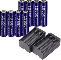 8 PCS of 18650-Rechargeable-Batteries,Deep Blue,9900mAh 3.7V Li-ion,Button Top,65mmX18mm,With 2 PCS Dual Smart Battery Charger,For Flashlight headlight & Electronic Tools