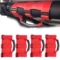 4 x Roll Bar Grab Handles Grip Handle for Jeep Wrangler YJ TJ JK JK JL JLU Sports Sahara Freedom Rubicon X & Unlimited 1955-2018 (Heavy Duty Red)
