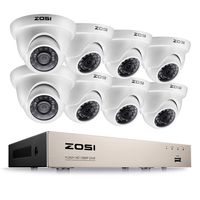 ZOSI 8CH Security Surveillance System H.265+ 1080P 4 in 1 HD DVR and 8pcs 1080P HD Weatherproof CCTV Dome Cameras System,Night Vision,Easy Remote Access,NO Hard Drive