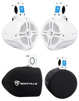 Pair Rockville RWB65W 6.5" Black 250 Watt Marine Wakeboard Tower Speakers+Covers