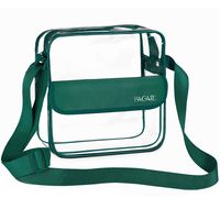 BAGAIL Clear Purse NFL &PGA Approved Cross-Body Shoulder Messenger Bag with Adjustable Strap (Green, 10x10x3.5inch)