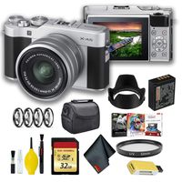 FUJIFILM X-A5 Mirrorless Digital Camera with 15-45mm Lens (Silver) w/Filter Set + More