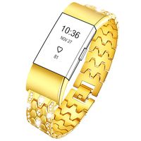 Kaleidoc Bands Compatible Charge 2 - Metal Accessories Replacement Bling Wristband with Rhinestone Bracelet Compatible Charge 2 Bands Women Men/Large Small/Silver Black