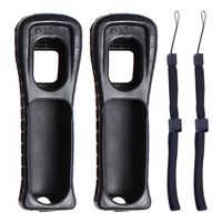 Jadebones 2X Black Silicone Skin Case Cover with Wrist Strap for Nintendo Wii Remote Controller