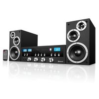 Innovative Technology Classic Retro Bluetooth Stereo System with CD Player, FM Radio, Aux-In, and Headphone Jack, Blackweb