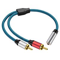 3.5mm to 2 RCA Adapter Cable，Hftywy 3.5mm Female to 2 RCA Male Jack Stereo Audio Cable Y Adapter Gold Plated Compatible for iPhone, iPod, iPad, MP3, Tablets, HiFi Stereo System, Computer Sound Speaker