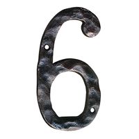 NACH, JS-RUSTICNUMBER Rustic Hammered Solid Cast Iron House Numbers, #6, Black, 5.5 Inches