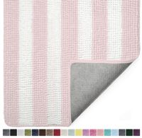 Gorilla Grip Original Luxury Chenille Bathroom Rug Mat, 48x24, Extra Soft and Absorbent Shaggy Rugs, Machine Wash and Dry, Perfect Plush Carpet Mats for Tub, Shower, and Bath Room, Light Pink White