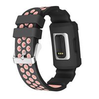 PATROHOO Anti Impact Resilient Bands for Charge 3,Rugged Protective Silicone Frame Case with Strap for Fitbit Charge 3.Black/Pink