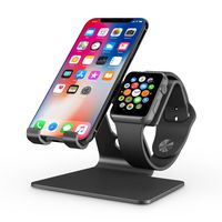 Apple Watch Stand, OMOTON 2 in 1 Universal Desktop Stand Holder for iPhone and Apple Watch Series 5/4/3/2/1 (Both 38mm/40mm/42mm/44mm) (Black)