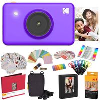 Kodak Mini Shot Instant Camera (Purple) All-in-Bundle + Paper (20 Sheets) + Deluxe Case + Photo Album + 7 Unique Sticker Sets + Markers + Scissors + Border Stickers and So Much More