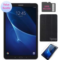 Samsung Galaxy Tab A 10.1-inch Touchscreen (1920x1200) Wi-Fi Tablet Bundle, Octa-Core 1.6GHz Processor, 2GB RAM, 16GB Memory, 32GB MicroSD Card, Tigology Case, Screen Protector, Android OS