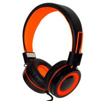RockPapa Stereo Over Ear Folding Adults Kids Childs Headphones Adjustable Lightweight Headsets Foldable with in-Line Microphone for iPhone iPod iPad Surface Laptop Android Device (Black/Orange)