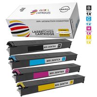 Global Cartridges Premium Quality Compatible Replacement Toner Cartridges Set for Sharp MX2610 / MX2615 / MX2640 / MX3110 / MX3115 / MX3140 / MX3610 / MX3640 ( Black ,Cyan , Yellow , Magenta )