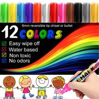 Chalk Markers -12PCS Premium Chalkboard Chalk Pens Non Toxic, Dustless, Best for Blackboard, Window, Glass, Bistro, 6mm Reversible Chisel or Fine Tip (12)
