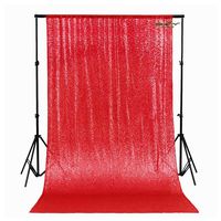 Red Shimmer Backdrop Red-10FTx10FT-Sequin Photo Backdrop Elegant Backdrops 10x10-SEQUIN-BACKDROP-CURTAIN-0821E
