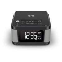 iLive Platinum Bluetooth Alarm Clock Radio with Charging Pad, 6.1 x 6.1 x 3.7 Inches, Includes Fast Charge AC/DC Power Adapter, Black (ICQ988B)