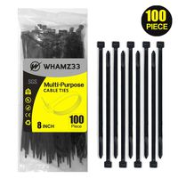 100 Piece Multi-Purpose Nylon Zip Ties, 8 Inch 50 lb Tensile Strength Self Locking Cable Wire Ties. Black (8 inch)