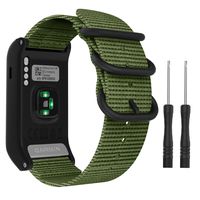 MoKo Watch Band for Garmin Vivoactive HR, Fine Woven Nylon Adjustable Replacement Strap with Metal Buckle for Garmin Vivoactive HR Sports GPS Smart Watch - Army Green