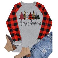Winsummer Women O Neck Christmas Tree Graphic Tees Blouse Long Raglan Sleeve Baseball T Shirt Top