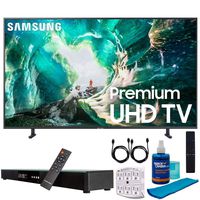Samsung UN65RU8000 65" RU8000 LED Smart 4K UHD TV (2019) w/Soundbar Bundle Includes, Deco Gear Home Theater Surround Sound 31" Soundbar, Screen Cleaner, 2X HDMI Cable and 6-Outlet Surge Adapter