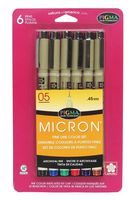 Sakura Pigma 30065 Micron Blister Card Ink Pen Set, Ass't Colors, 05 6CT "A" Set