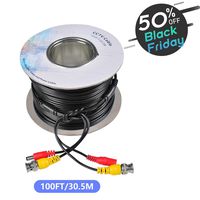 BNC Cable 100FT,NexTrend 1 Pack 100 FT BNC Video Power Cable for Surveillance CCTV Security System - 5MP Maximum