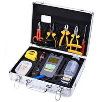Fiber Optic Assembly Cables Termination Tool Kits 28 in 1 Cold Connection Tool with the FC-6S Fiber Cleaver 10mW Visual Fault Locator Fiber Optic Power Meter Fiber Stripping Tool and other Equipment