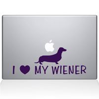 The Decal Guru I Love My Wiener Decal Vinyl Sticker, 13" MacBook Pro (2015 & Older Models), Lavender (1448-MAC-13P-LAV)