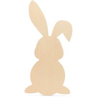 Large Wood Bunny Cutout 16-inch x 7-3/4-inch, Pack of 3 Unfinished Wood Cutout to Paint for Easter Crafts Spring Decorations, Year-Round Crafts, and Woodland Nursery Décor, by Woodpeckers