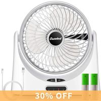 Rechargeable Battery Operated Fan, Portable USB Desk Fan, 7 inch 18650 Battery Fan, Quiet USB Powered Personal Fans with 5000mAh Battery(5-17H), LED light, 3 Speeds, for Camping, Traveling,Home,Office