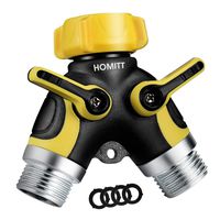 Homitt Hose Splitter, Garden Hose Splitter, Y Hose Connector, Heavy Duty Metal Body with Comfortable Rubberized Grip, Support 0.8Mpa Water Press, Easy to Open Valves Garden Hose Splitter for Easy Life
