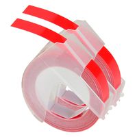 GREENCYCLE 2 PK Replace 3D Plastic Embossing Labels for Embossing White Print on Red 520102 3/8'' x 9.8' 9mm 3m Compatible for DYMO Embossed Label Makers Office Mate II 154000 Organizer Xpress 12965