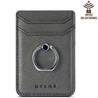 Card Holder for Back of Phone, Cell Phone Credit Wallet with Ring Pocket Stick on iPhone