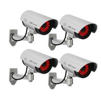 Masione 4 Pack Outdoor Fake/Dummy Security Camera with 30 Illuminating LED Light (Silver) CCTV Surveillance
