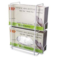 Double Glove Dispenser Wall Mount - 2 Wire Rack Tissue Napkin Gloves Box Holder, Durable Metal Paper Towels Organizer for Commercial Food Service, Lab, Medical Office, Home, Toilet Bathroom, Garage