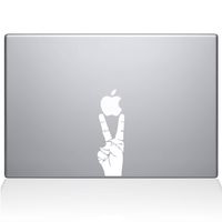 The Decal Guru Peace Sign Hand MacBook Decal Vinyl Sticker - 13" MacBook Air - White (1147-MAC-13A-W)