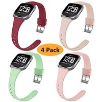 Coperr 4 Packs Bands Compatible with Fitbit Versa/Fitbit Versa 2/Fitbit Versa Lite for Women Men, Narrow Slim Soft Silicone Replacement Wristband for Fitbit Versa Smart Watch with Buckle Design