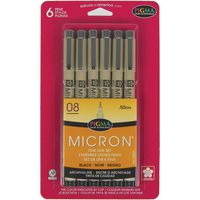 SAKURA 50039 6-Piece Pigma Micron-08 Ink Pen Set, 0.50mm, Black