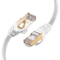Cat 7 Ethernet Cable 40 ft White, SNANSHI Cat7 Flat Ethernet Patch Cables - Internet Cable Shielded RJ45 Connectors Compatible with Switch/Router/Modem/Patch Panel