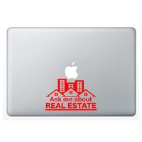 Crazy4Decals Ask ME About Real Estate Decal Vinyl Sticker for Laptop Notebook MacBook Air/Pro Dell HP Walls Windows, Computers, Water Bottles and More (Red / 10")