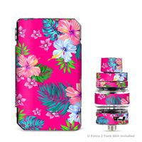 IT'S A SKIN Decal Vinyl Wrap for VooPoo Drag 2 V2 & UForce T2 Tank Vape Sticker Sleeve Cover/Pink Neon Hibiscus Flowers