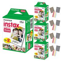 FujiFilm Instax Mini Instant Camera Film: White (4 Packs: 80 Film Sheets) + Bundle with 12 Sheets of Self-Adhesive Photo Corners | Compatible with Mini 9, Mini 8, Mini 25, Mini 90, Fuji SP-1, SP-2