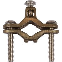 Morris Products Direct Burial Copper Ground Pipe Clamps - For Connecting Grounding Electrodes to Water Pipes, Tubing, Ground Rods - 2-10 Wire Range, 1/2-1" Water Pipe Range, 1/4-20 Screw Thread