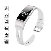 TOMALL Leather Bands for Fitbit Charge 2, Genuine Leather Strap Replacement Wristband Straps for Women Men Boys Girls (White)