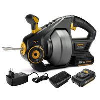 Drain Auger, 18V 2000mAh, Ginour with LED, 25Ft Flexible Shaft, Variable Speed, Automatic Cordless Drain Clog Remover for 3/4"-2" Pipes, Ideal Drain Snake for Solving Pipe Blockage