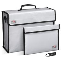 Fireproof Document Bags, TEROMAS Extra Large (17″ x 12.8″ x 5.8″) Fireproof Safe and Water Resistant Storage with Bonus Bag (13.4″ x 9.4″), Silicone Coated Multi-Layers Safe Box for Documents, Money