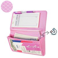 Mymazn Server books for Waitress Wallet Shimmer Cute Waitressing Book Waiter Organizer with Magnetic Money Zipper Pocket Fits Restaurant Pad Guest Checkbook(Big Size 5 X 9, Mermaid Pink)